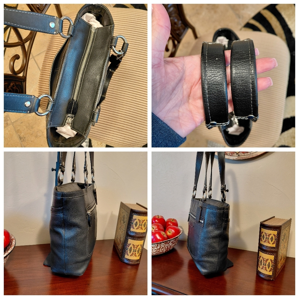 Coach Penelope Black Pebbled Leather Tote - Picture 10 of 12
